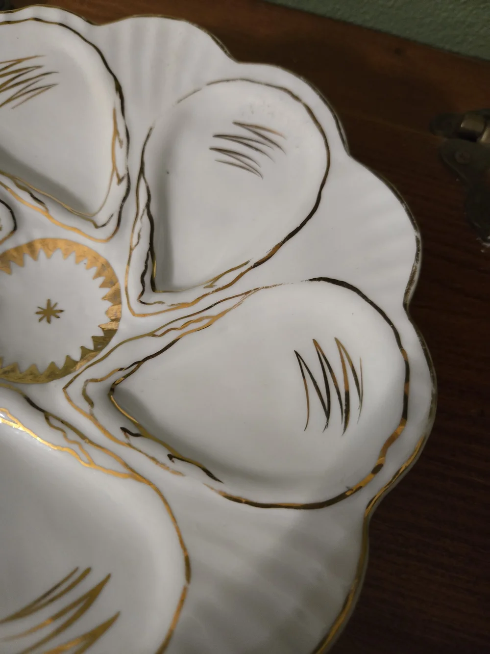 Victoria Karlsbad Austria White and Gold Porcelain Oyster Plate